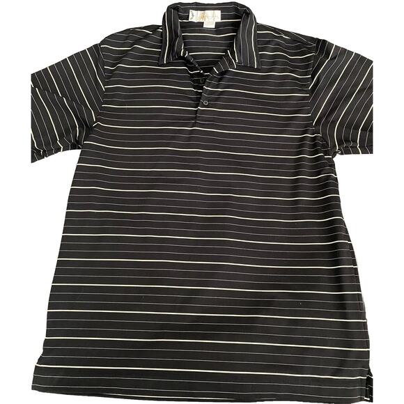 Il Migliore Button Black Cream white stripe SS Golf pullover Size Lg - Picture 1 of 8